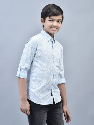 Blue Printed Shirt-Boys Shirts-Crimsoune Club