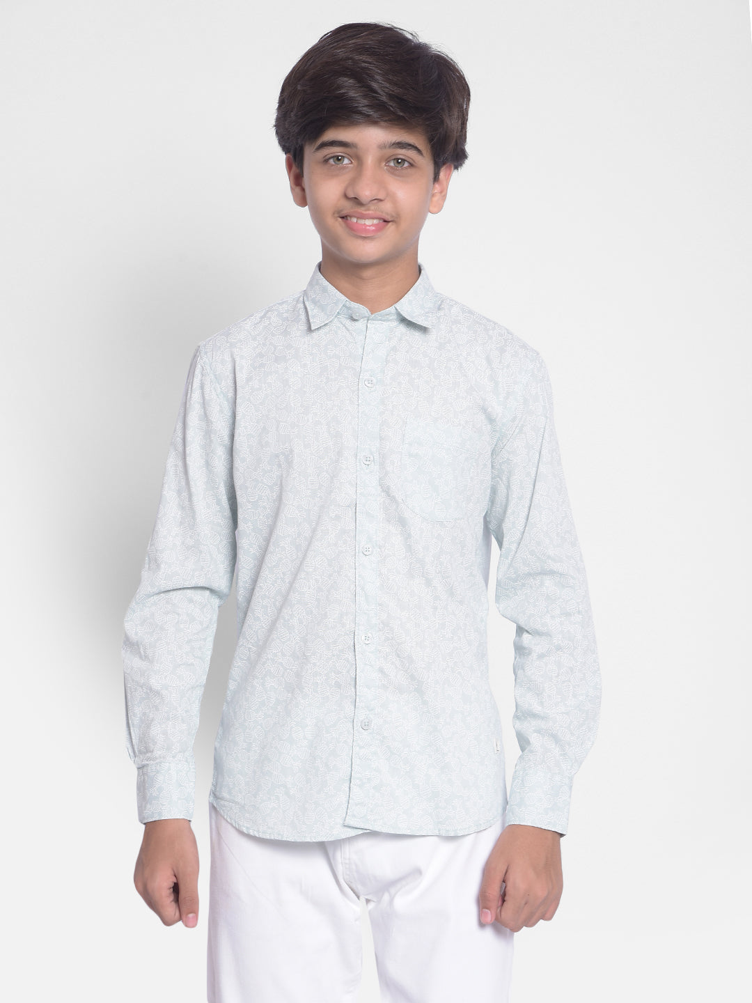 Light Blue Printed Shirt-Boys Shirts-Crimsoune Club