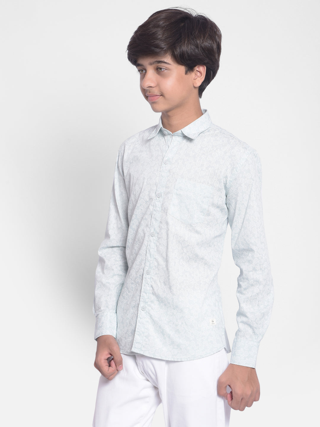 Light Blue Printed Shirt-Boys Shirts-Crimsoune Club