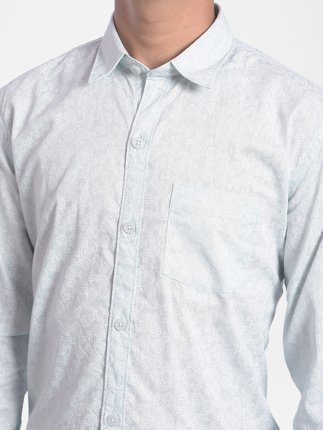 Light Blue Printed Shirt-Boys Shirts-Crimsoune Club