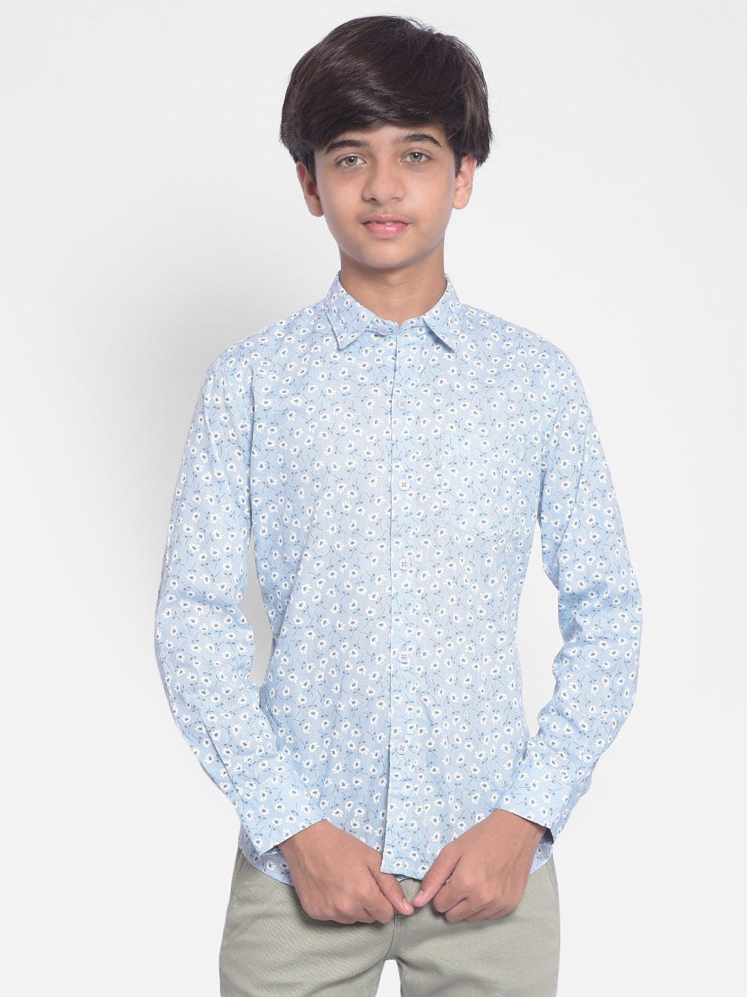 Blue Printed Shirt-Boys Shirts-Crimsoune Club