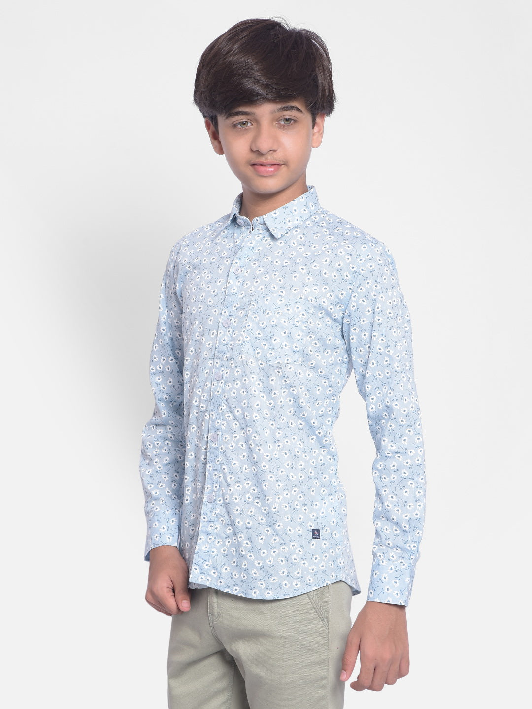 Blue Printed Shirt-Boys Shirts-Crimsoune Club