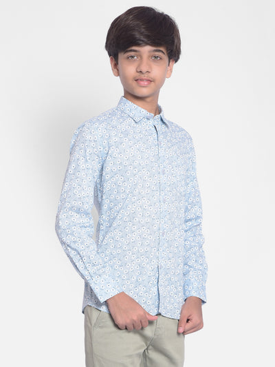 Blue Printed Shirt-Boys Shirts-Crimsoune Club