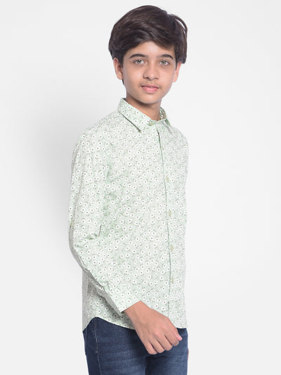 Green Printed Shirt-Boys Shirts-Crimsoune Club