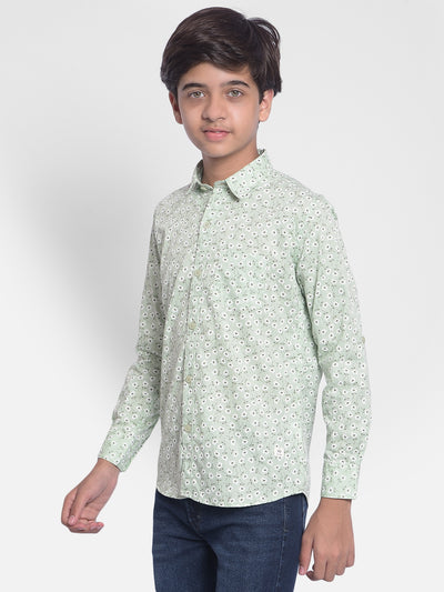 Green Printed Shirt-Boys Shirts-Crimsoune Club