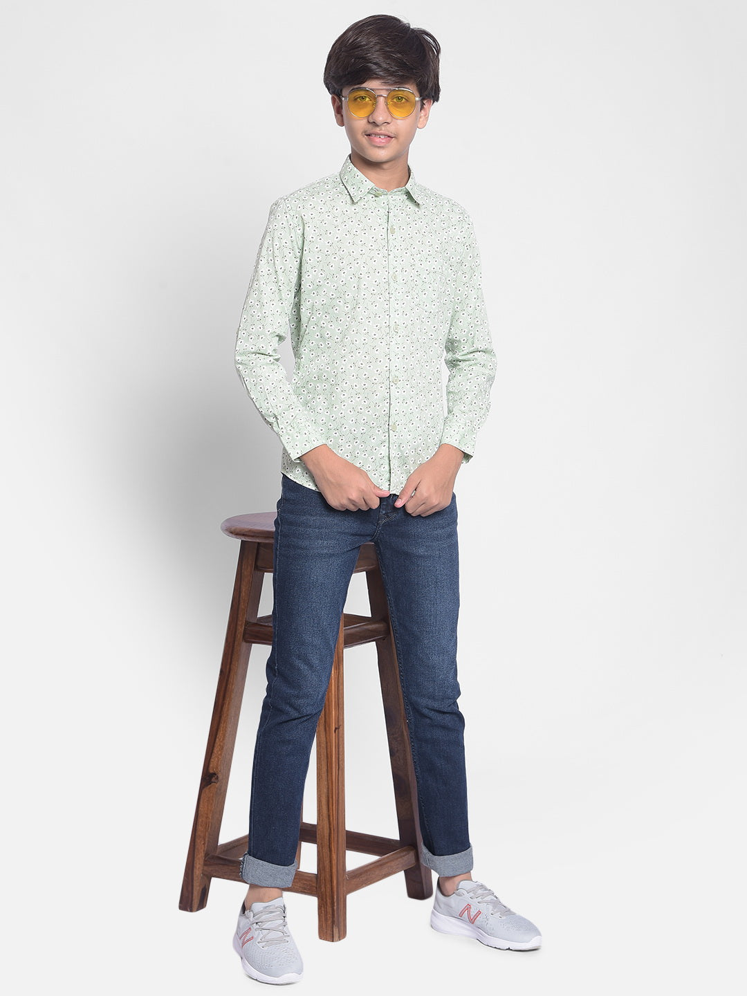 Green Printed Shirt-Boys Shirts-Crimsoune Club