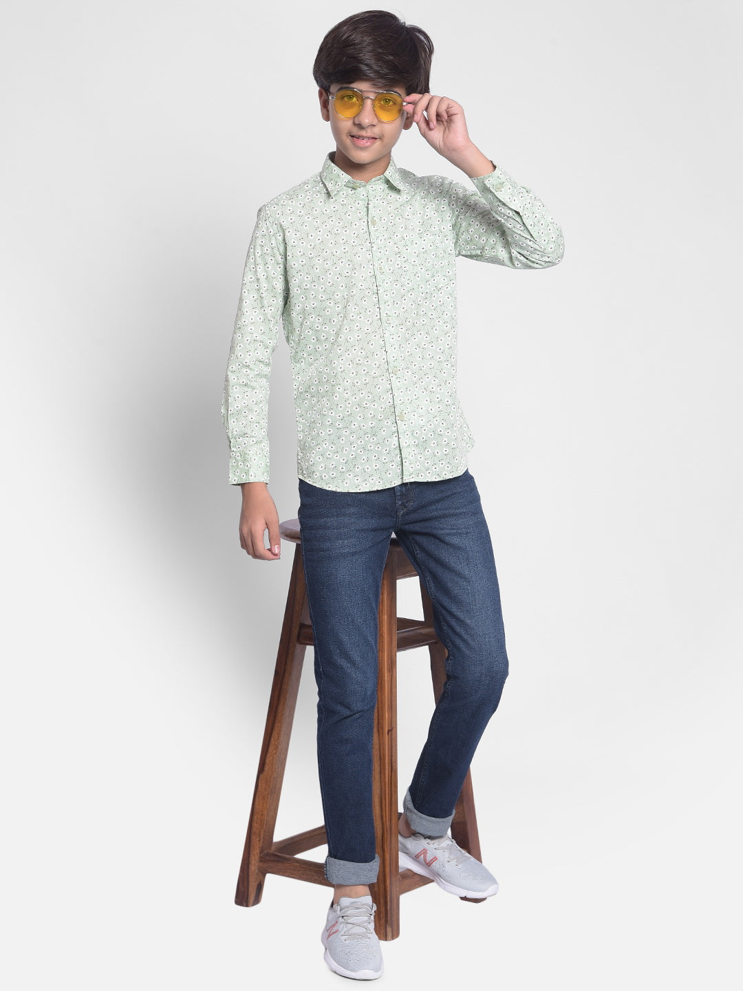 Green Printed Shirt-Boys Shirts-Crimsoune Club