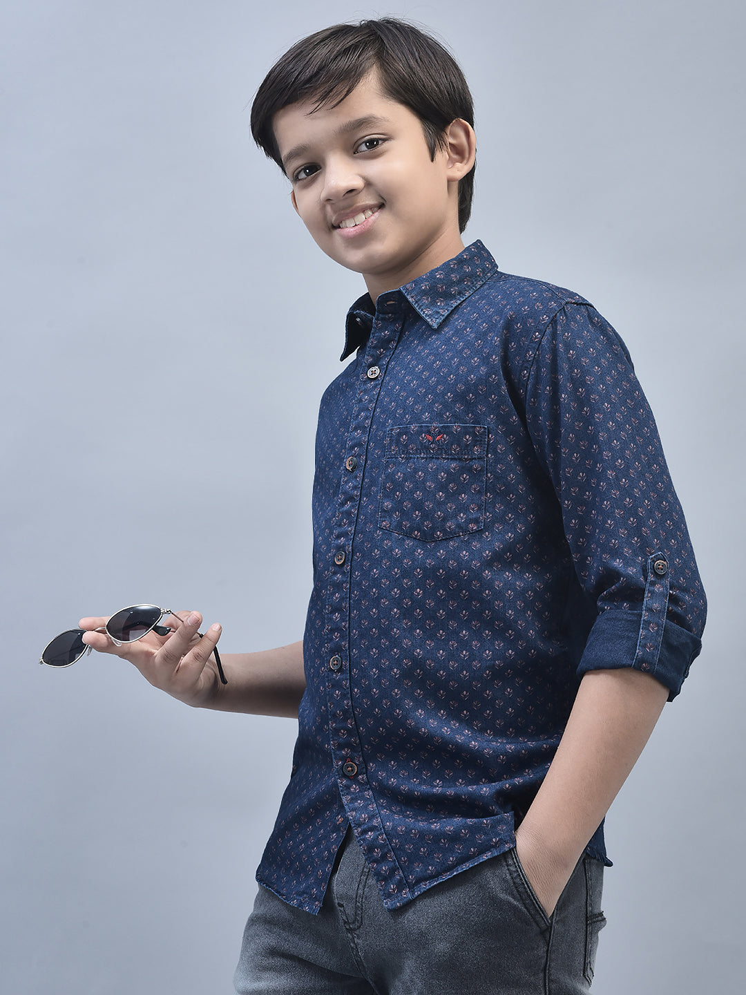 Brown Printed Shirt-Boys Shirts-Crimsoune Club