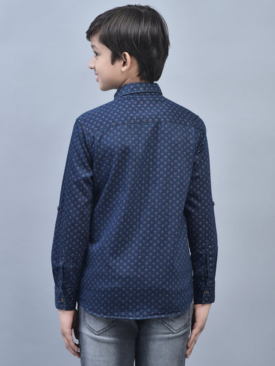 Brown Printed Shirt-Boys Shirts-Crimsoune Club