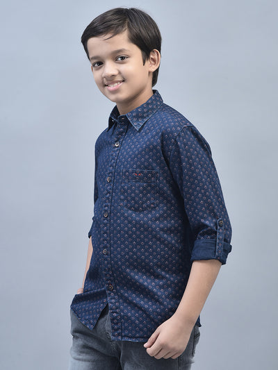 Brown Printed Shirt-Boys Shirts-Crimsoune Club