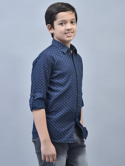 Brown Printed Shirt-Boys Shirts-Crimsoune Club