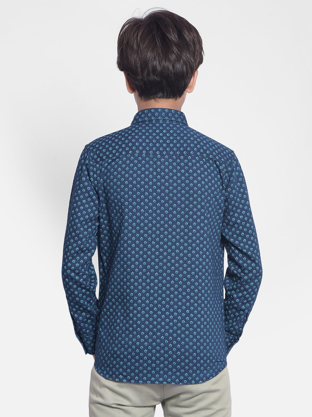 Blue Printed Shirt-Boy Shirts-Crimsoune Club