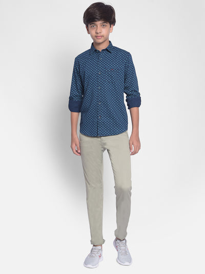 Blue Printed Shirt-Boy Shirts-Crimsoune Club