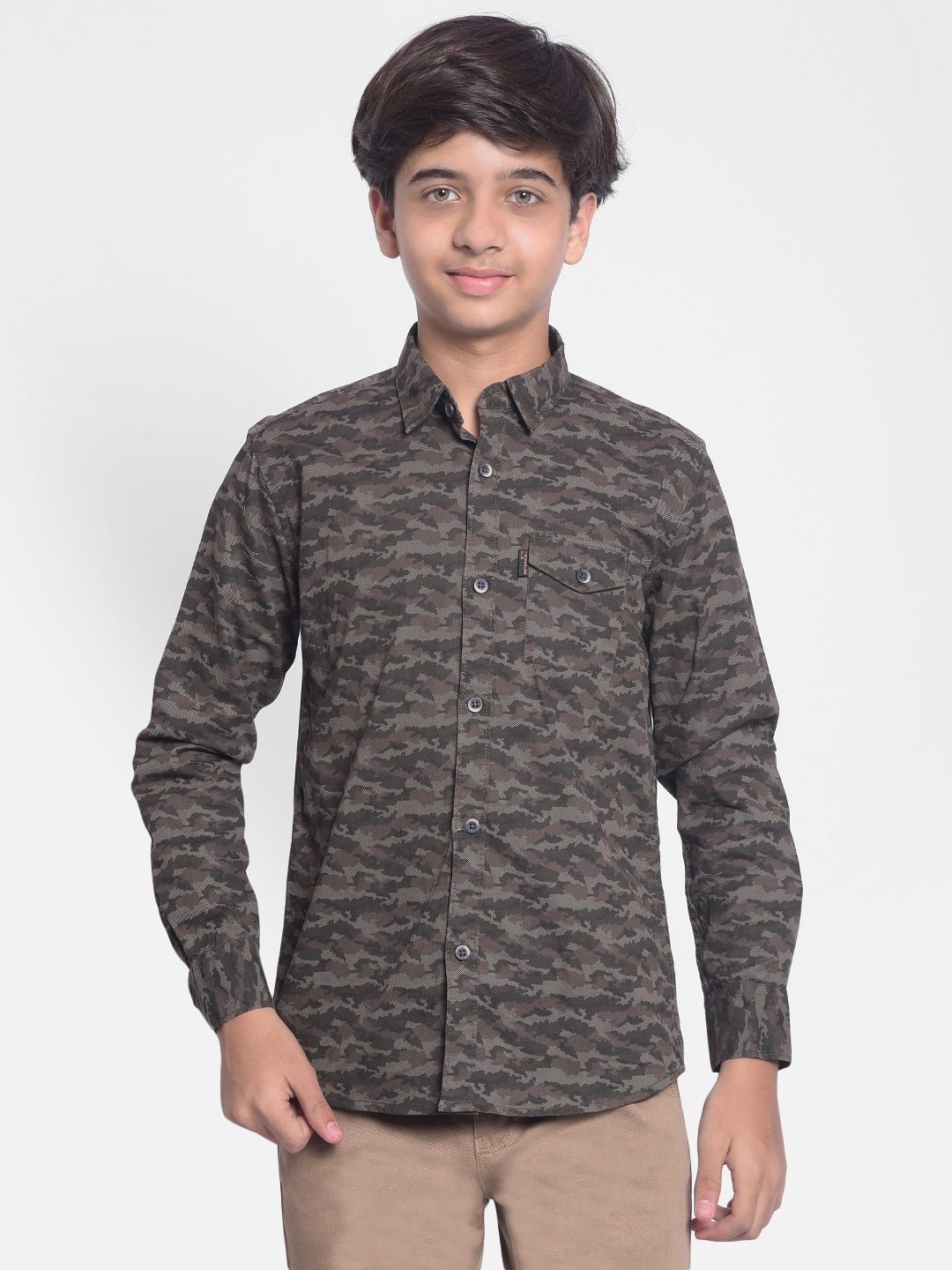 Grey Camouflage Shirt-Boys Shirts-Crimsoune Club