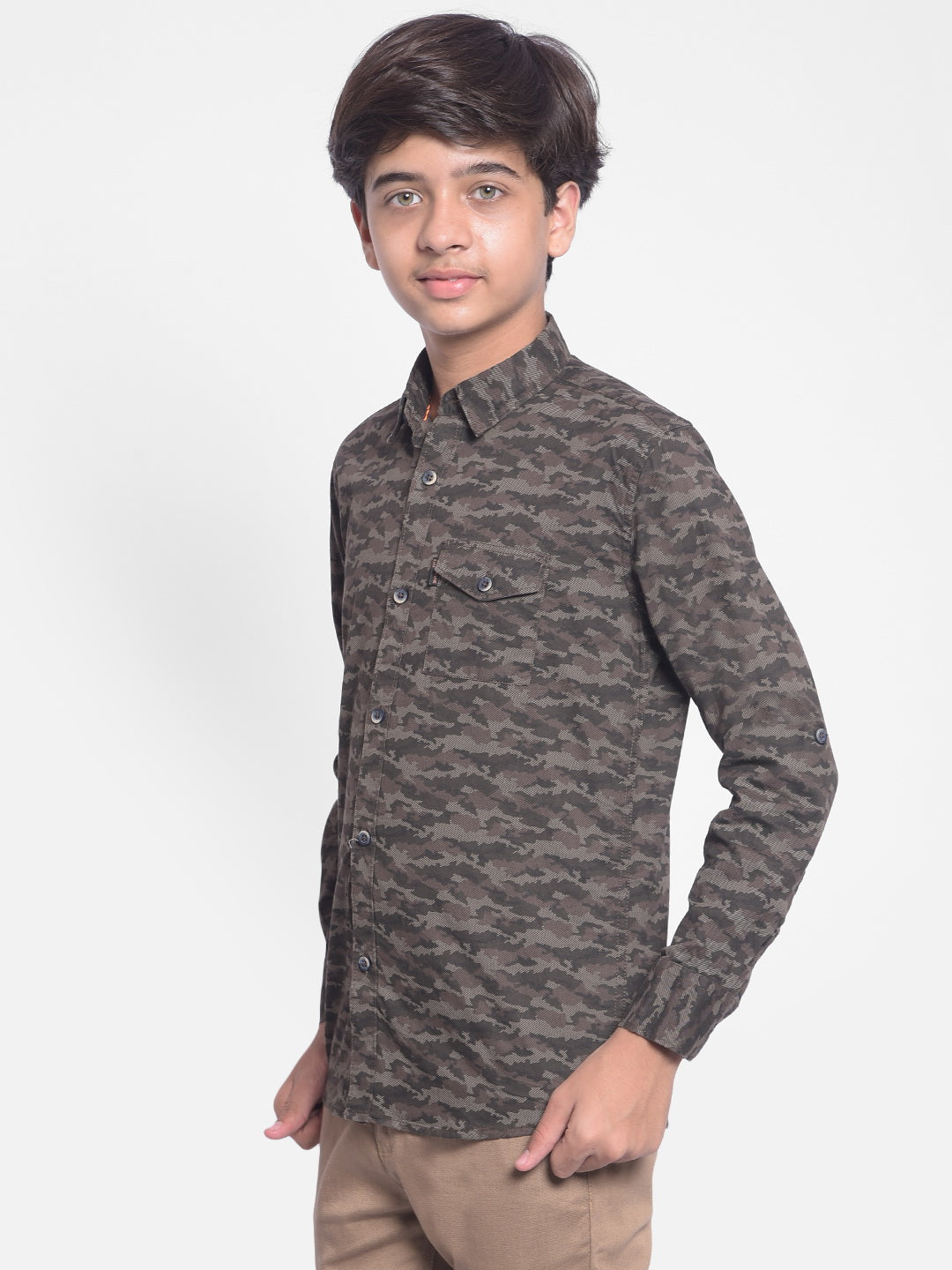 Grey Camouflage Shirt-Boys Shirts-Crimsoune Club