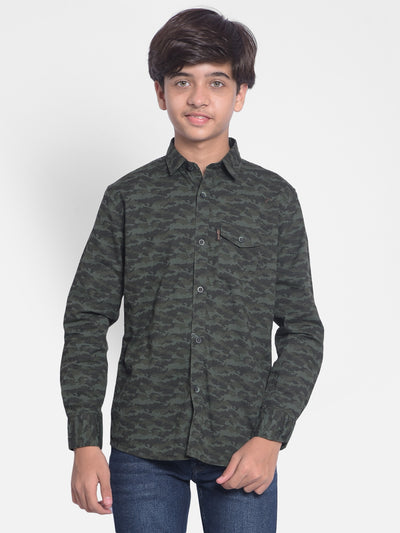 Olive Camouflage Shirt-Boys Shirts-Crimsoune Club