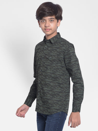 Olive Camouflage Shirt-Boys Shirts-Crimsoune Club