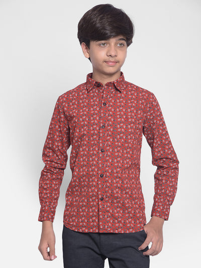 Red Printed Shirt-Boys Shirts-Crimsoune Club