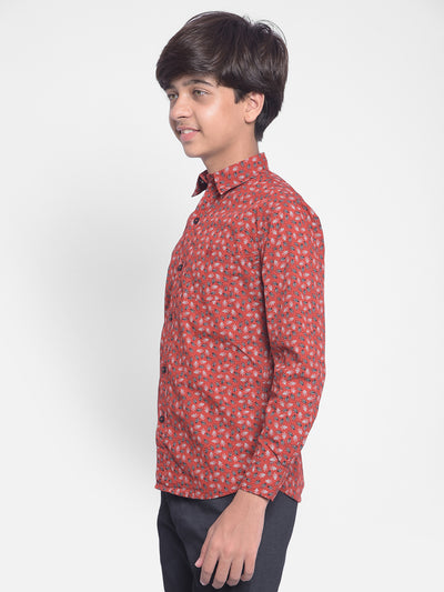 Red Printed Shirt-Boys Shirts-Crimsoune Club