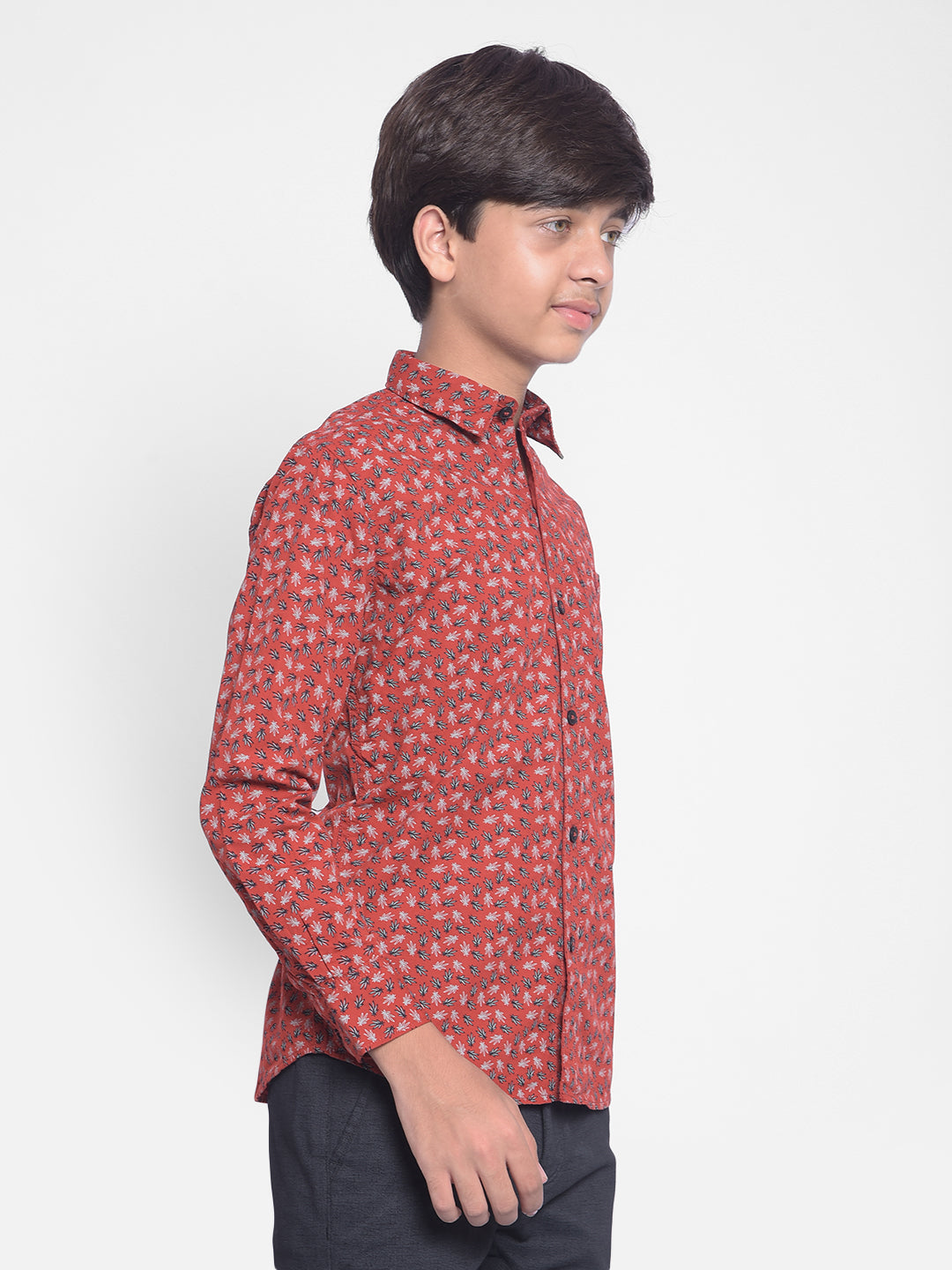 Red Printed Shirt-Boys Shirts-Crimsoune Club