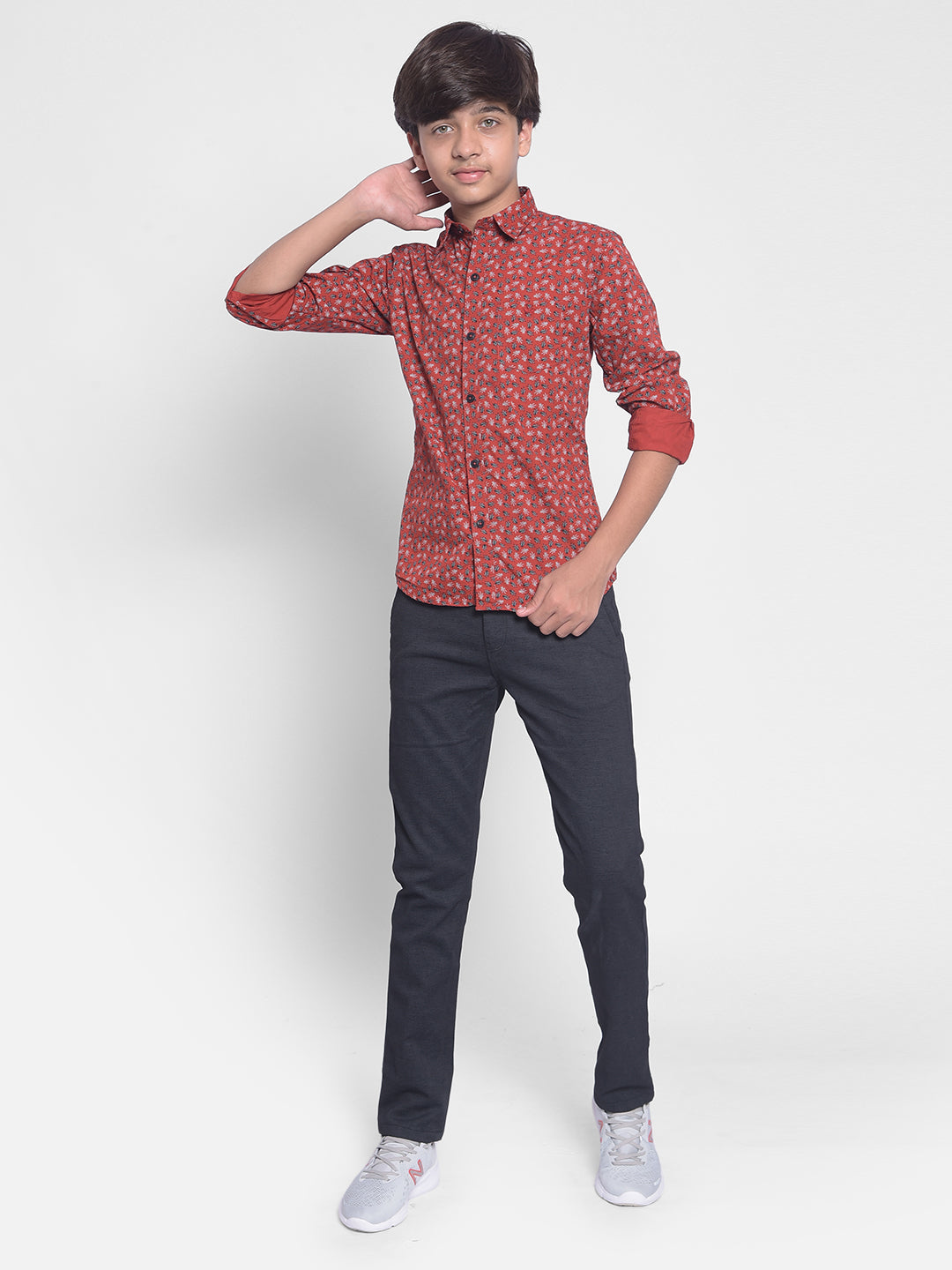 Red Printed Shirt-Boys Shirts-Crimsoune Club