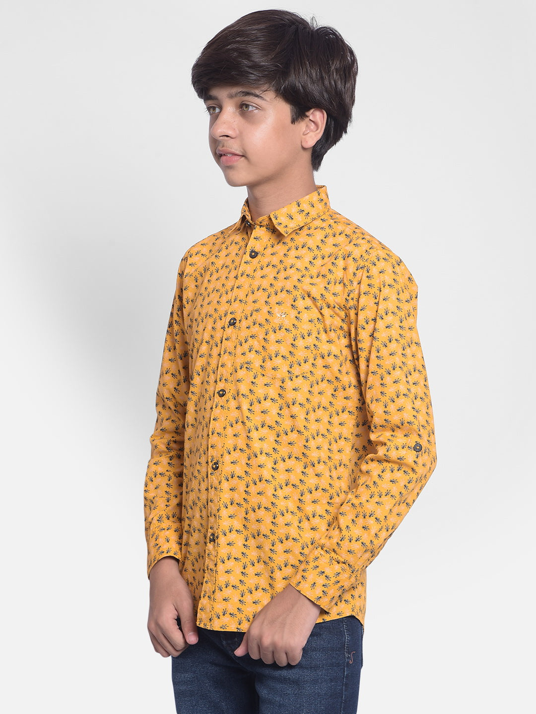 Yellow Printed Shirt-Boys Shirts-Crimsoune Club