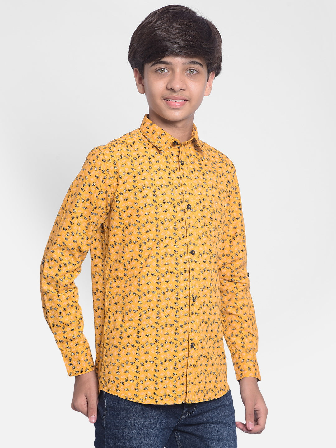 Yellow Printed Shirt-Boys Shirts-Crimsoune Club