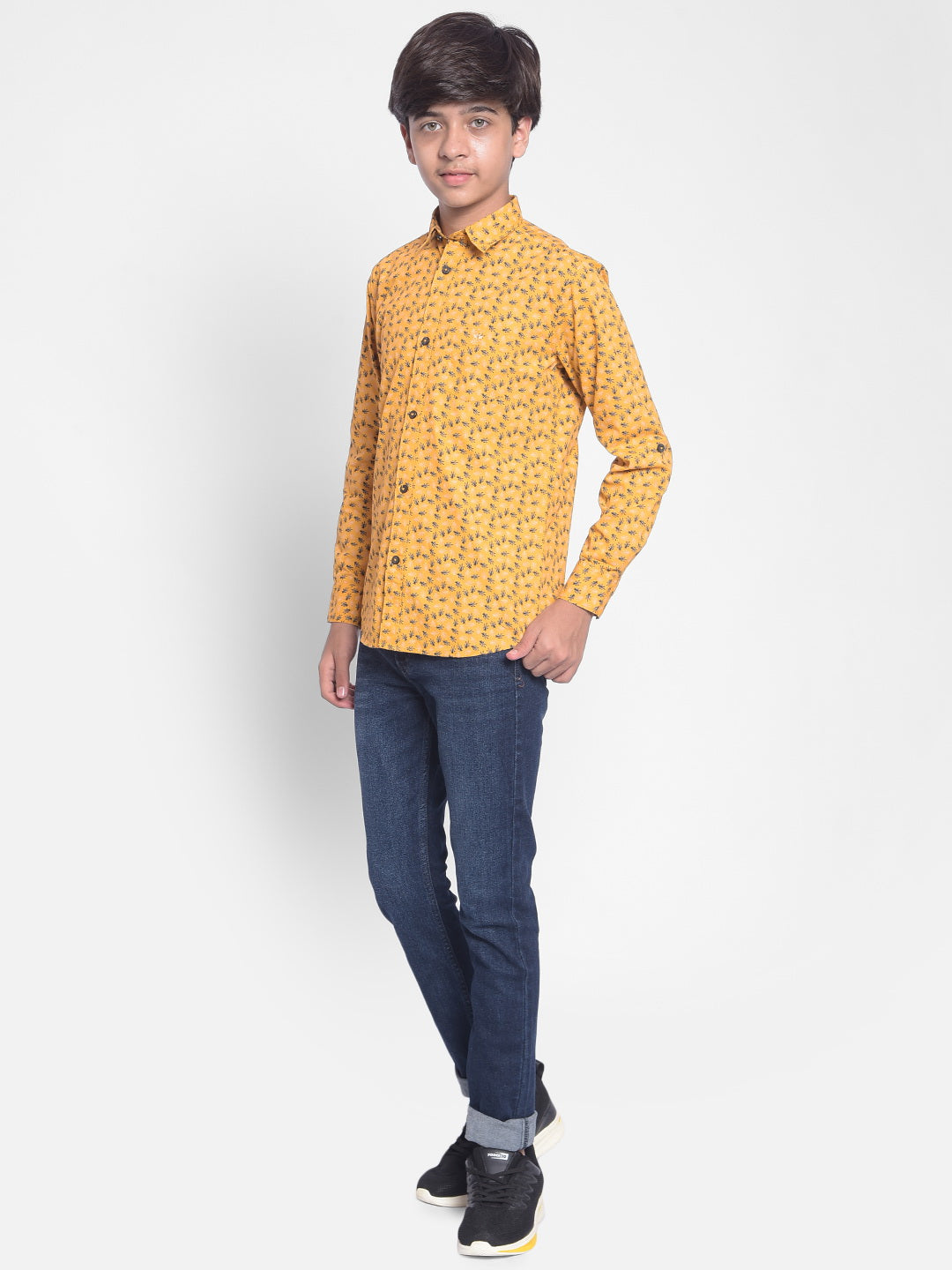 Yellow Printed Shirt-Boys Shirts-Crimsoune Club