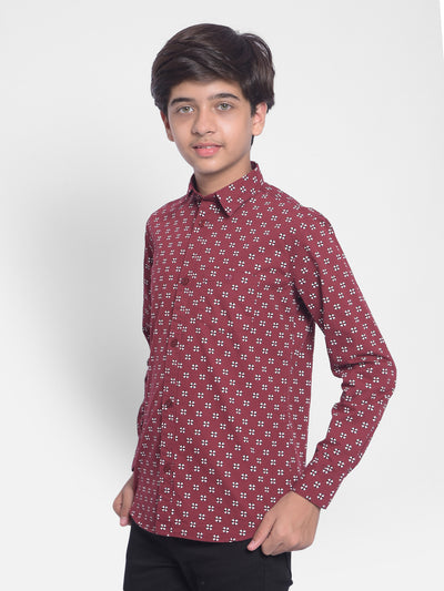 Maroon Printed Shirt-Boys Shirts-Crimsoune Club