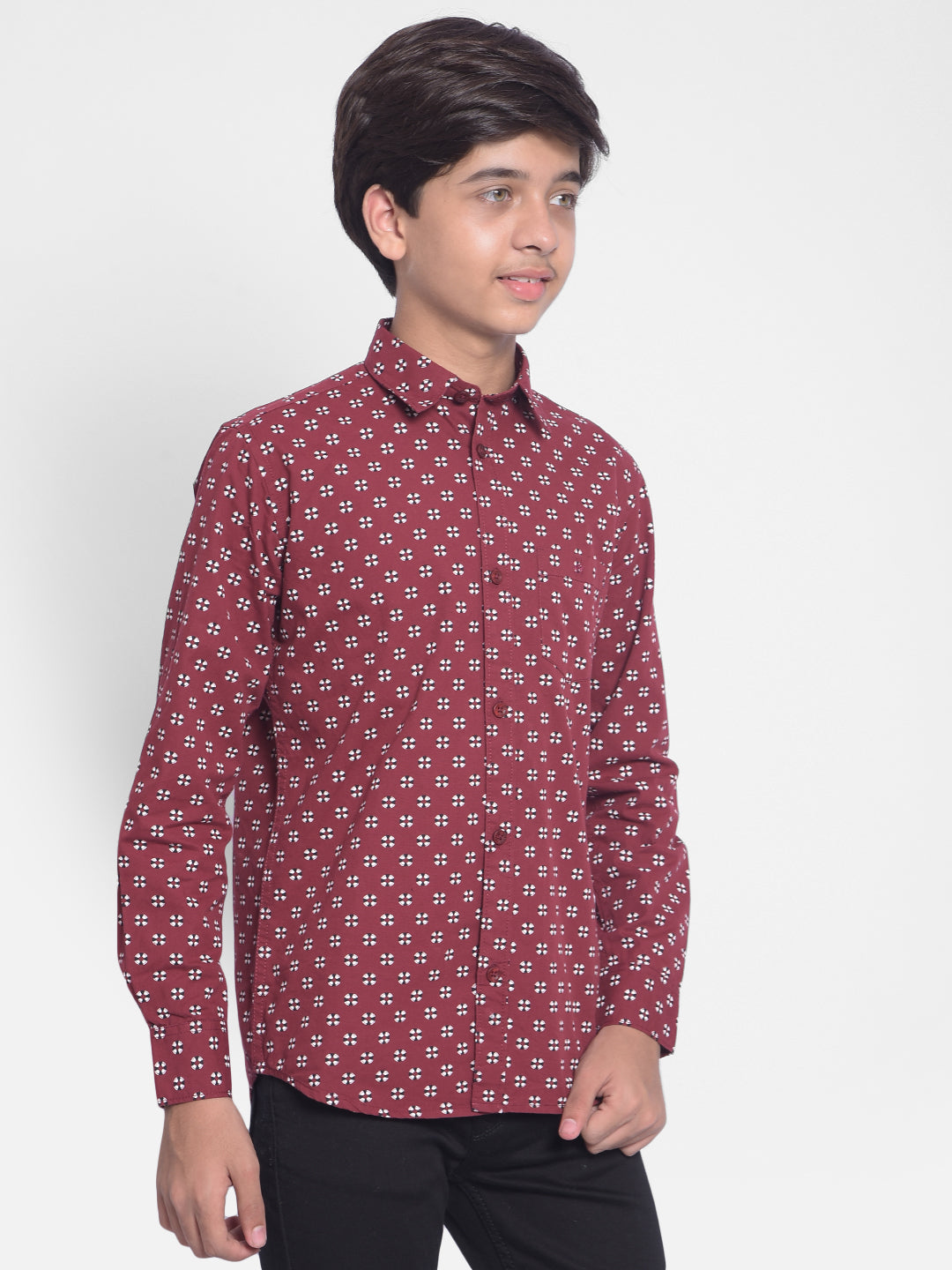 Maroon Printed Shirt-Boys Shirts-Crimsoune Club