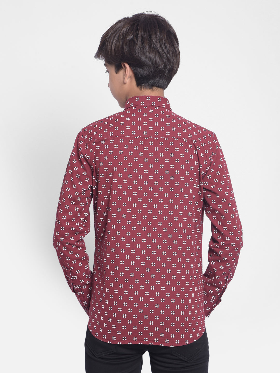 Maroon Printed Shirt-Boys Shirts-Crimsoune Club