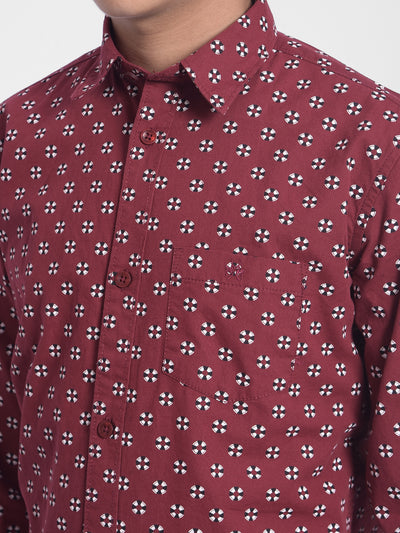 Maroon Printed Shirt-Boys Shirts-Crimsoune Club