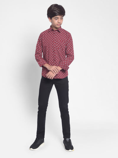 Maroon Printed Shirt-Boys Shirts-Crimsoune Club