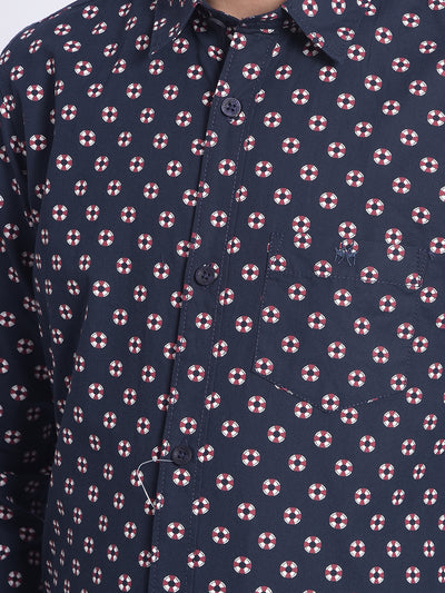 Navy Blue Printed Shirt-Boy Shirts-Crimsoune Club