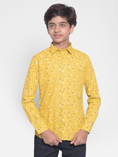 Yellow Printed Shirt-Boys Shirts-Crimsoune Club