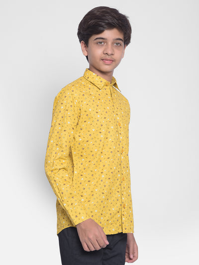 Yellow Printed Shirt-Boys Shirts-Crimsoune Club