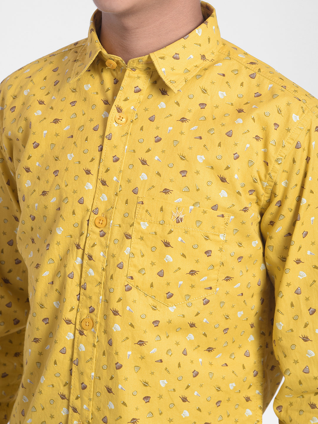 Yellow Printed Shirt-Boys Shirts-Crimsoune Club