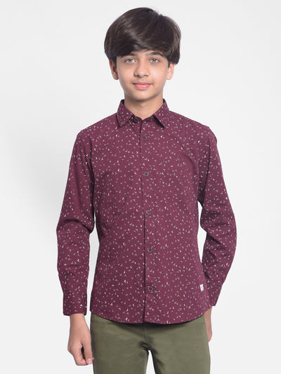 Maroon Printed Shirt-Boys Shirts-Crimsoune Club