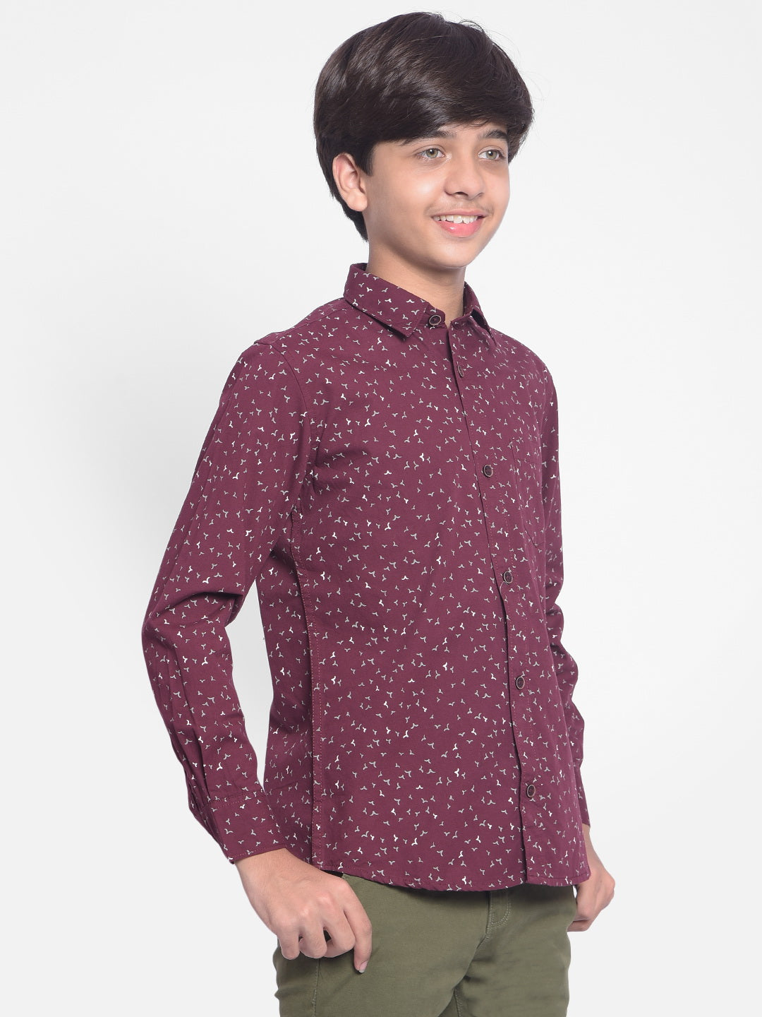 Maroon Printed Shirt-Boys Shirts-Crimsoune Club