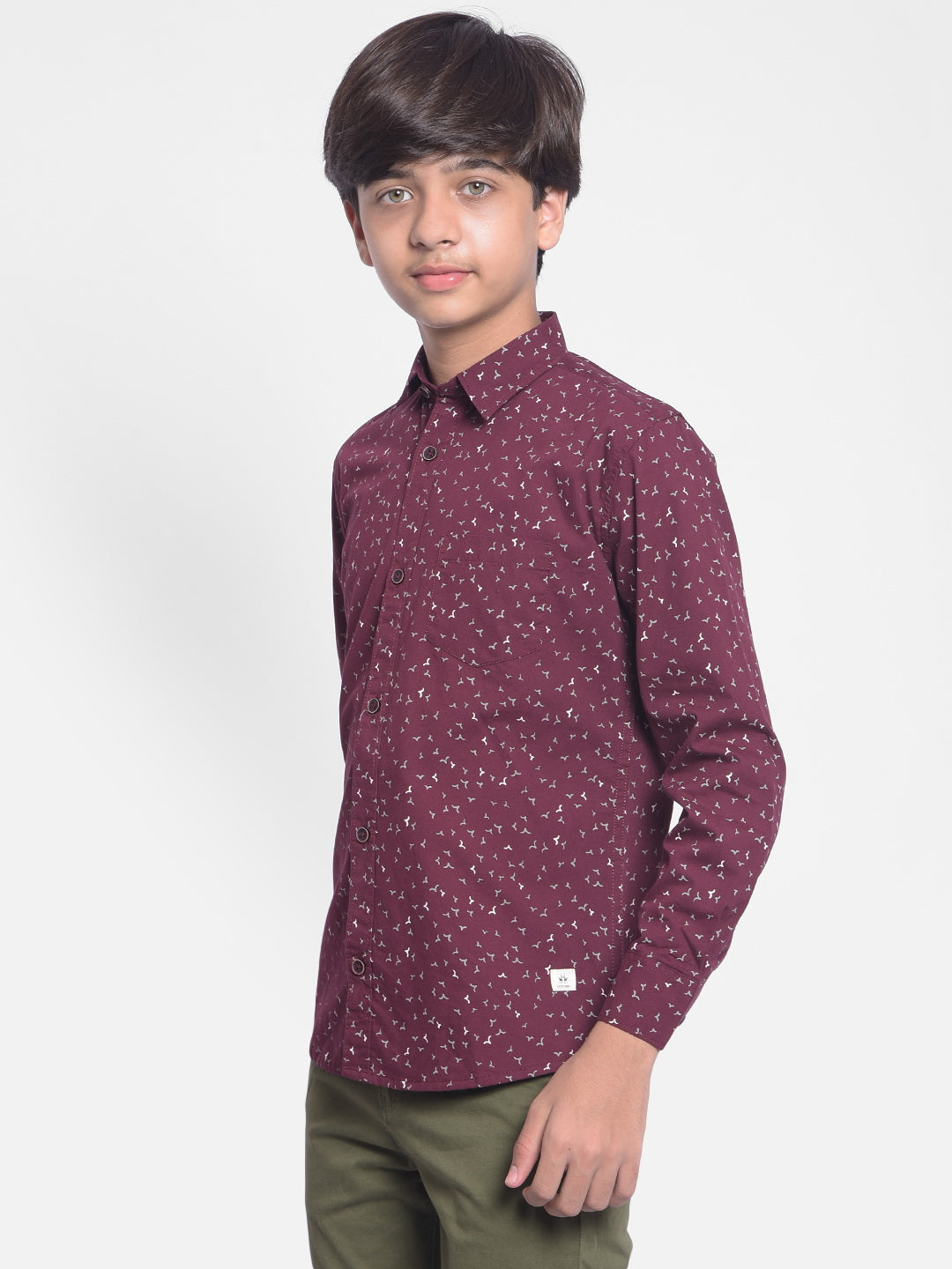 Maroon Printed Shirt-Boys Shirts-Crimsoune Club