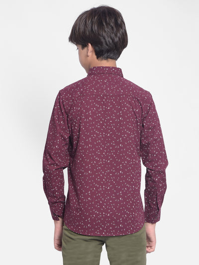 Maroon Printed Shirt-Boys Shirts-Crimsoune Club