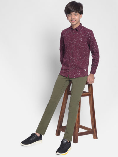 Maroon Printed Shirt-Boys Shirts-Crimsoune Club