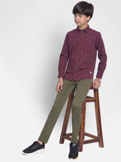 Maroon Printed Shirt-Boys Shirts-Crimsoune Club