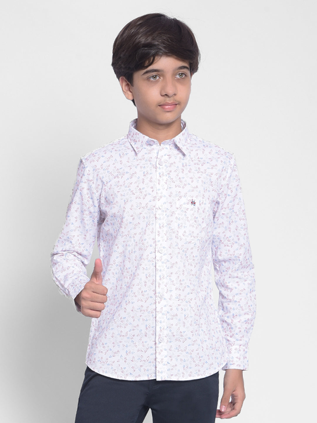 White Printed Shirt-Boy Shirts-Crimsoune Club