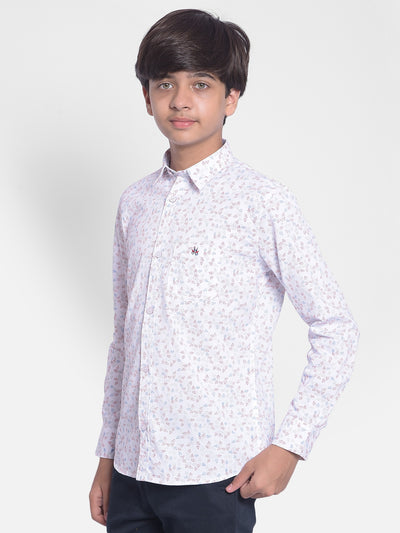 White Printed Shirt-Boy Shirts-Crimsoune Club