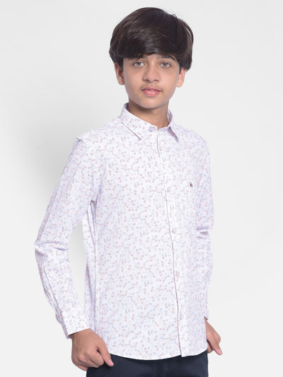 White Printed Shirt-Boy Shirts-Crimsoune Club