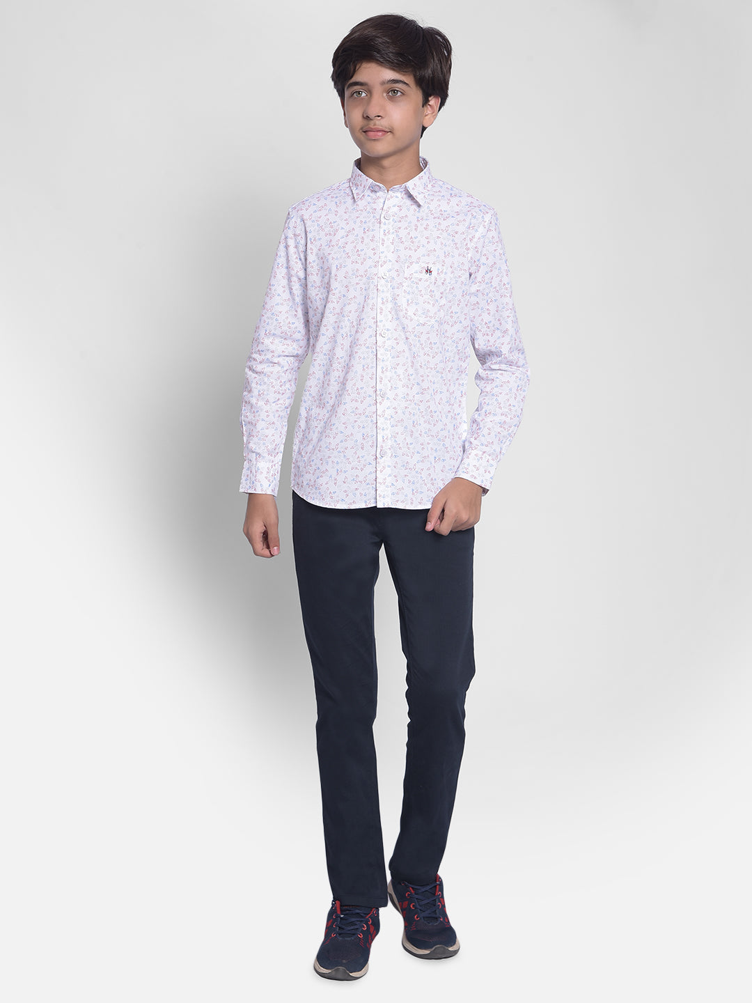 White Printed Shirt-Boy Shirts-Crimsoune Club