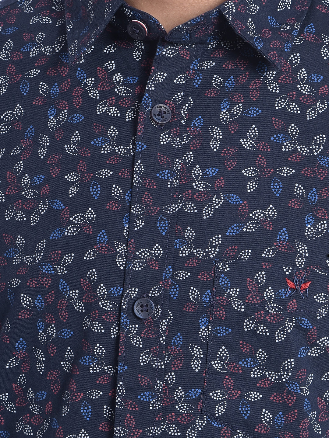 Navy Blue Printed Shirt-Boy Shirts-Crimsoune Club