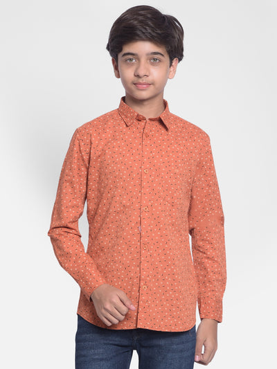 Orange Printed Shirt-Boys Shirts-Crimsoune Club