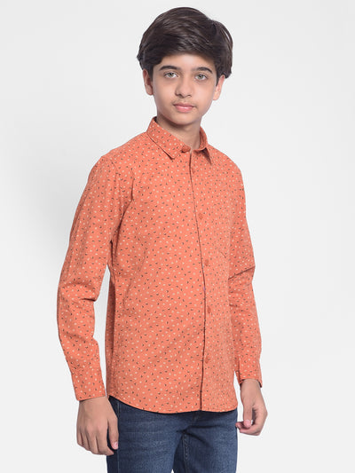 Orange Printed Shirt-Boys Shirts-Crimsoune Club